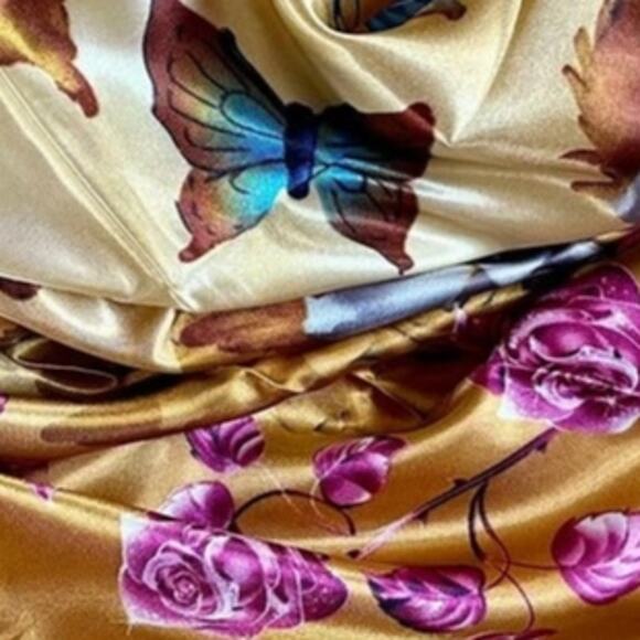 Roses Blue Purple Western Wild Rag Scarf - Picture 2 of 2